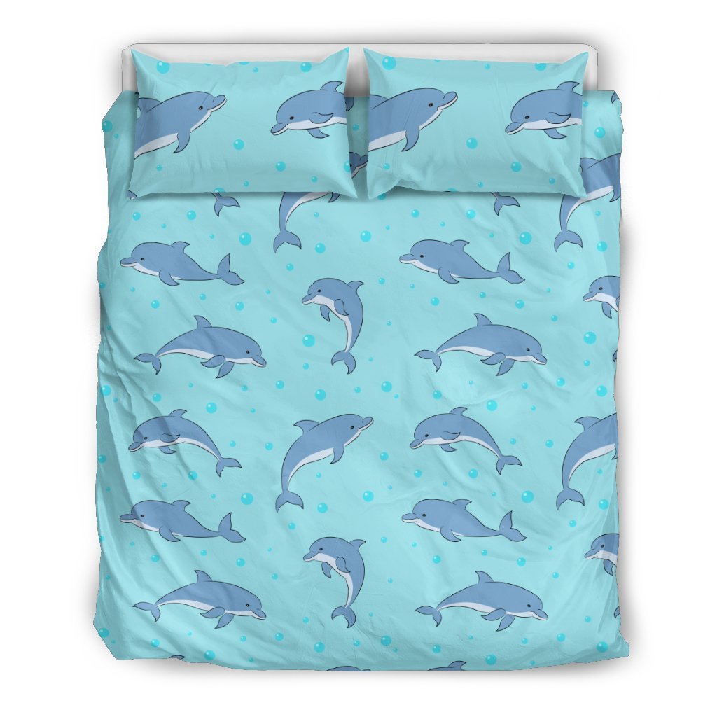 Dolphin Baby Cute Print Pattern Duvet Cover Bedding Set