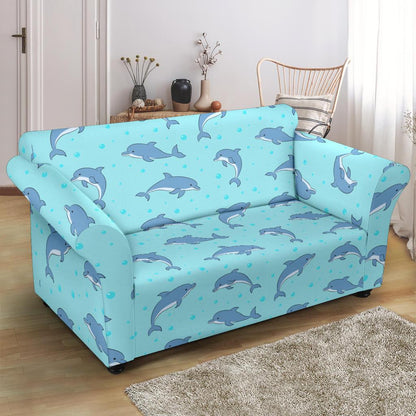Dolphin Baby Cute Print Pattern Loveseat Slipcover-JTAMIGO.COM