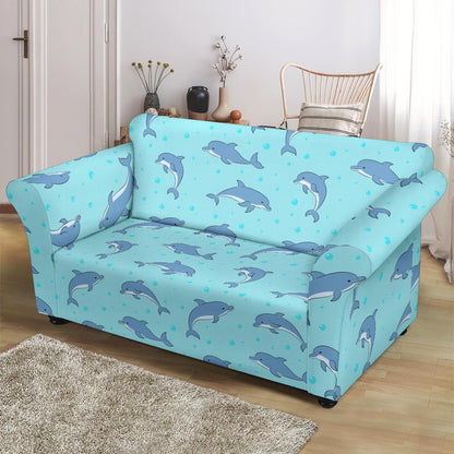 Dolphin Baby Cute Print Pattern Loveseat Slipcover-JTAMIGO.COM