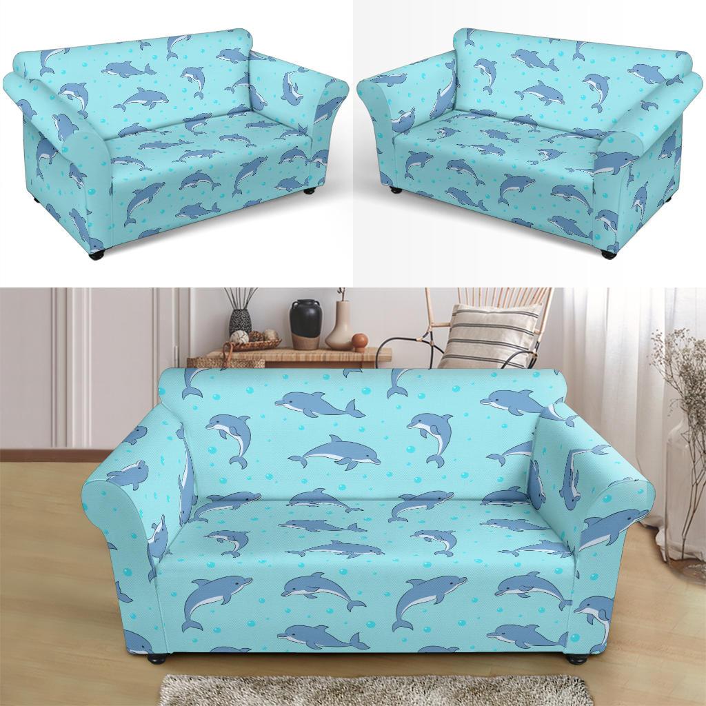 Dolphin Baby Cute Print Pattern Loveseat Slipcover-JTAMIGO.COM