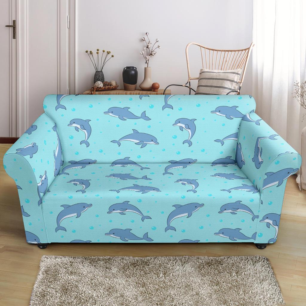Dolphin Baby Cute Print Pattern Loveseat Slipcover-JTAMIGO.COM