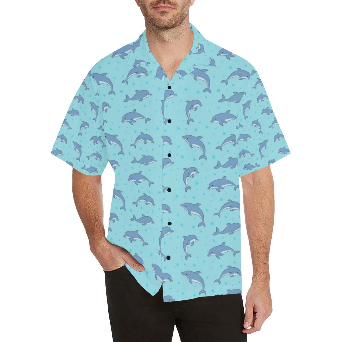 Dolphin Baby Cute Print Pattern Men Aloha Hawaiian Shirt