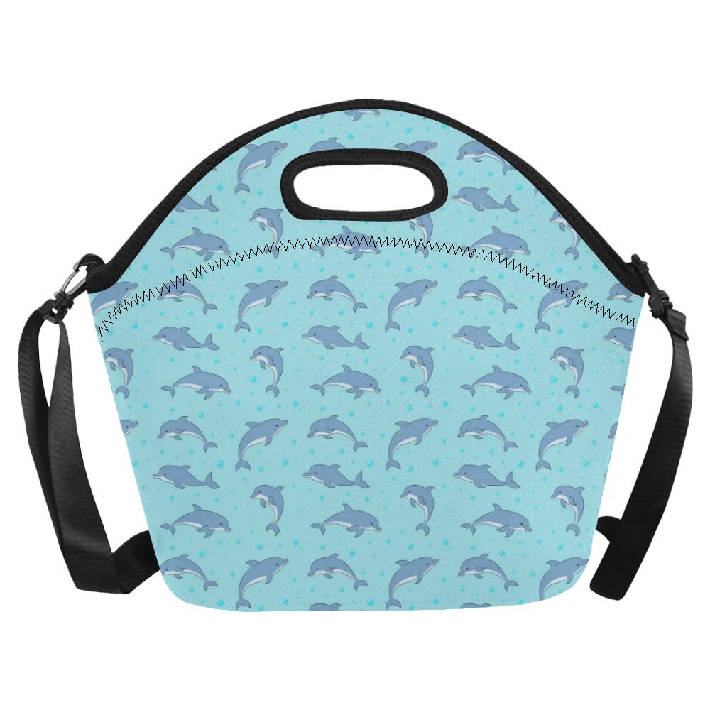Dolphin Baby Cute Print Pattern Neoprene Lunch Bag (Model 1669)(Large)-JTAMIGO.COM