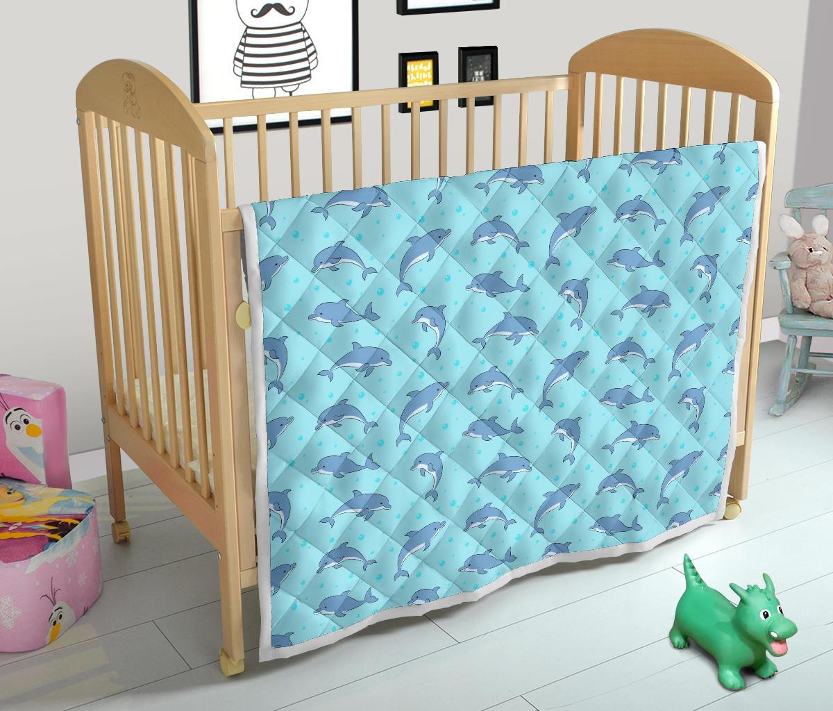 Dolphin Baby Cute Print Pattern Premium Quilt-JTAMIGO.COM
