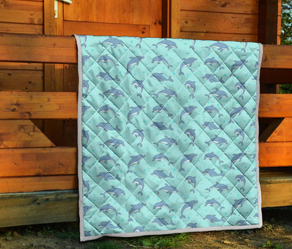 Dolphin Baby Cute Print Pattern Premium Quilt-JTAMIGO.COM
