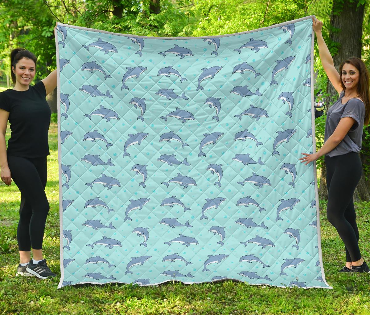 Dolphin Baby Cute Print Pattern Premium Quilt-JTAMIGO.COM