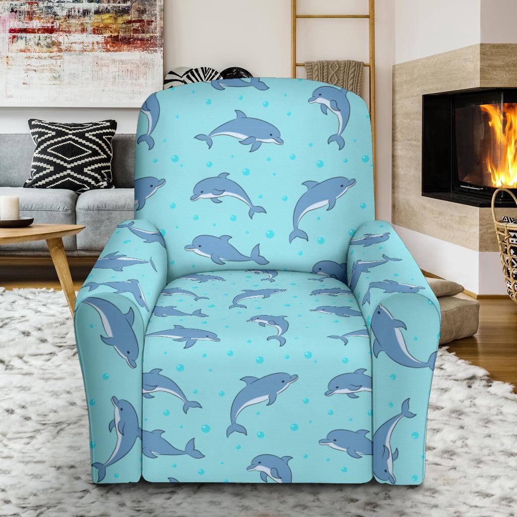 Dolphin Baby Cute Print Pattern Single Sofa Slipcover -JTAMIGO.COM