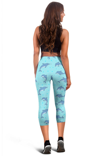 Dolphin Baby Cute Print Pattern Women Capris