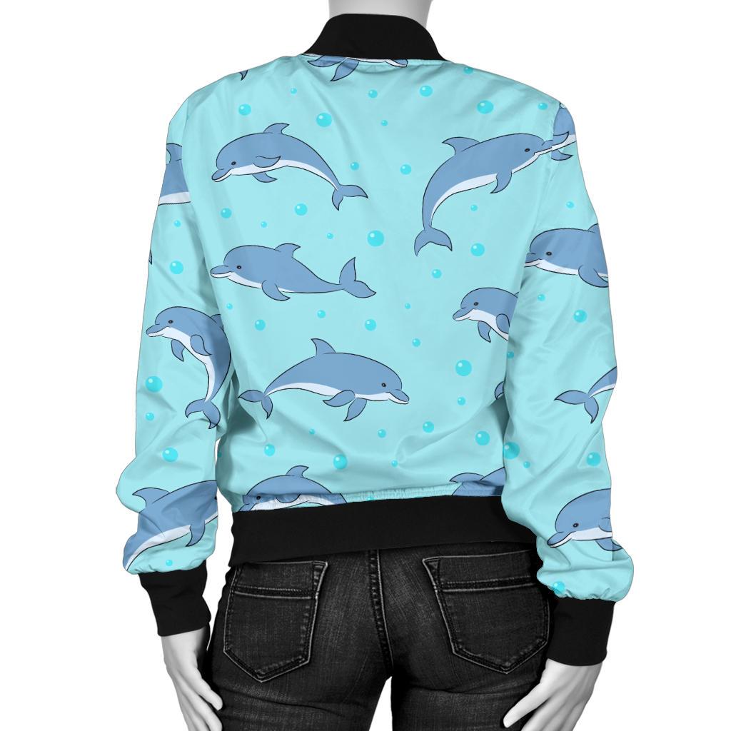 Dolphin Baby Cute Print Pattern Women Casual Bomber Jacket
