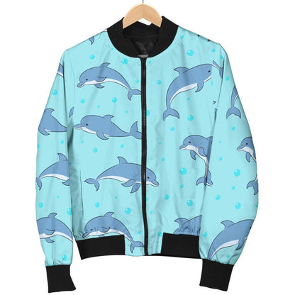 Dolphin Baby Cute Print Pattern Women Casual Bomber Jacket