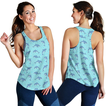 Dolphin Baby Cute Print Pattern Women Racerback Tank Top
