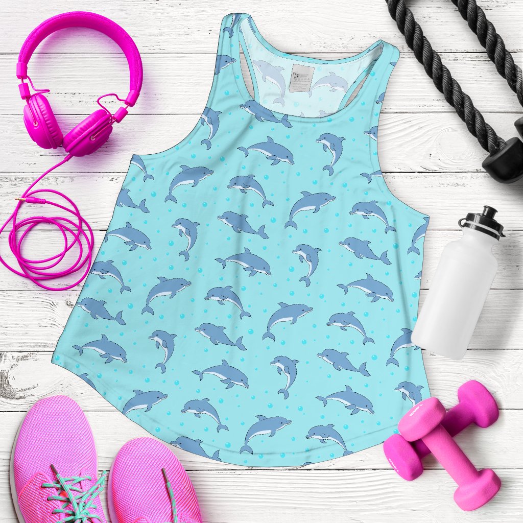 Dolphin Baby Cute Print Pattern Women Racerback Tank Top