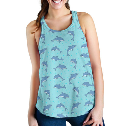 Dolphin Baby Cute Print Pattern Women Racerback Tank Top
