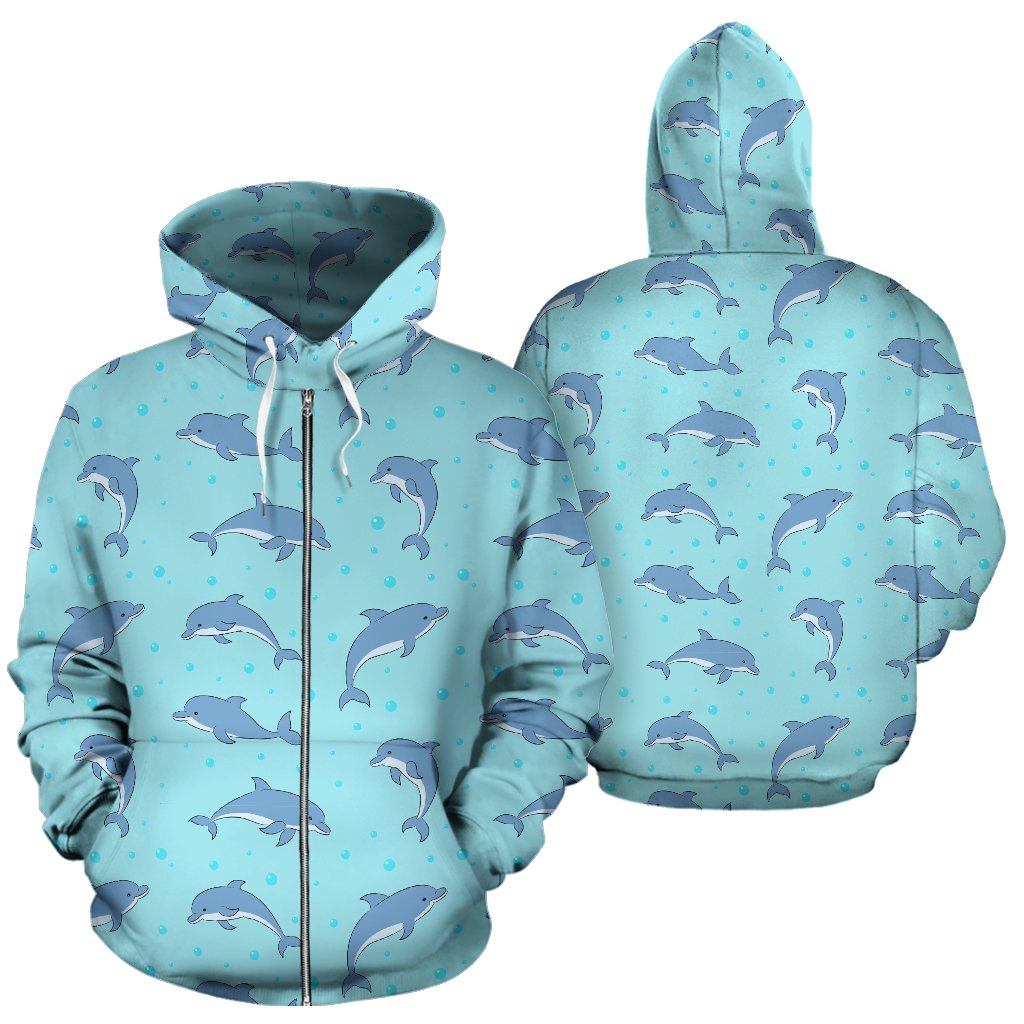 Dolphin Baby Cute Print Pattern Zip Up Hoodie
