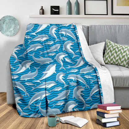 Dolphin Cute Print Pattern Fleece Blanket