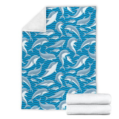 Dolphin Cute Print Pattern Fleece Blanket