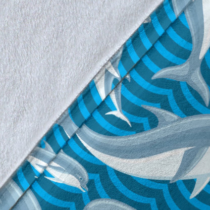 Dolphin Cute Print Pattern Fleece Blanket