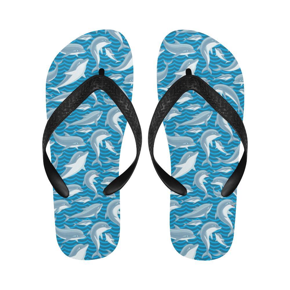 Dolphin Cute Print Pattern Flip Flops-JTAMIGO.COM