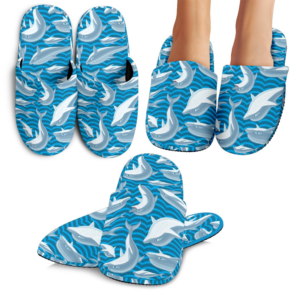Dolphin Cute Print Pattern House Slippers