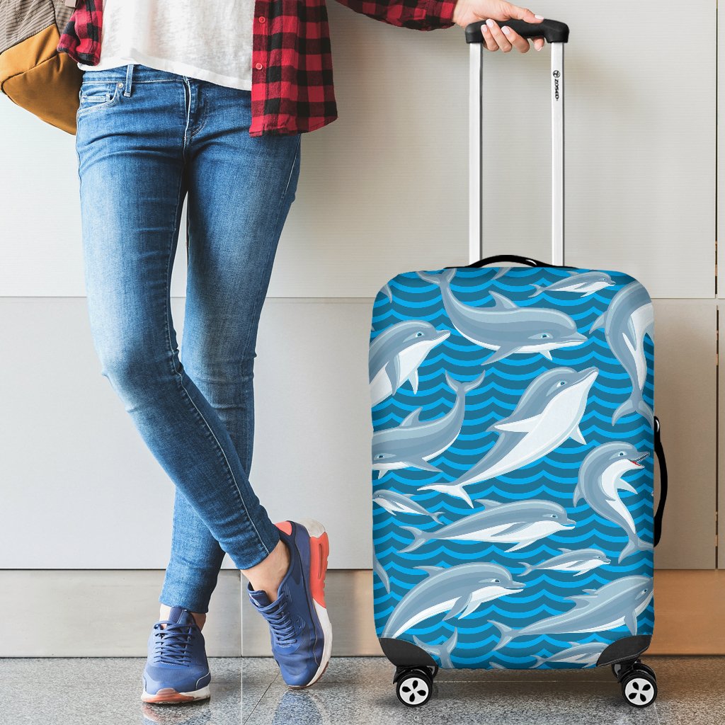 Dolphin Cute Print Pattern Luggage Cover Protector
