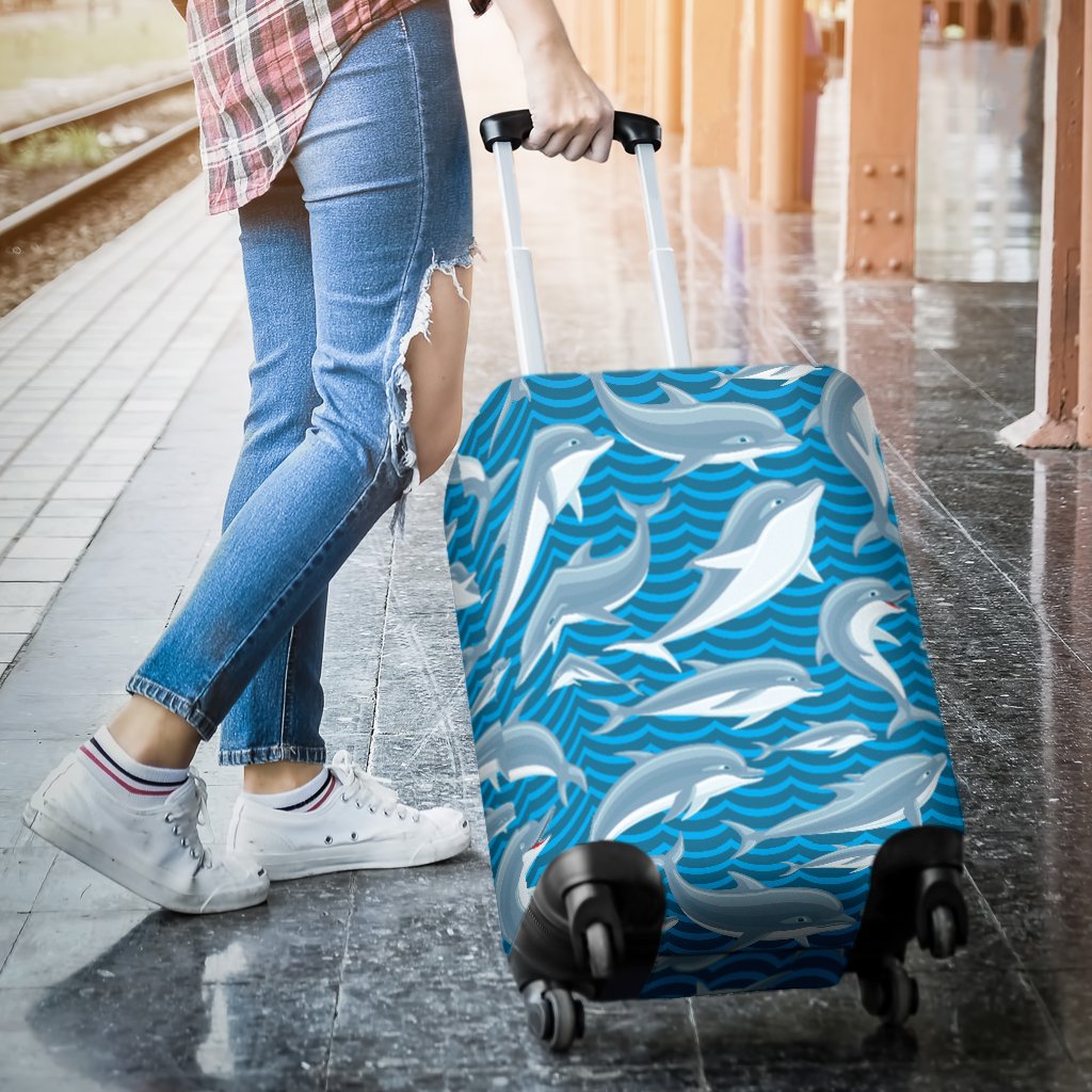 Dolphin Cute Print Pattern Luggage Cover Protector