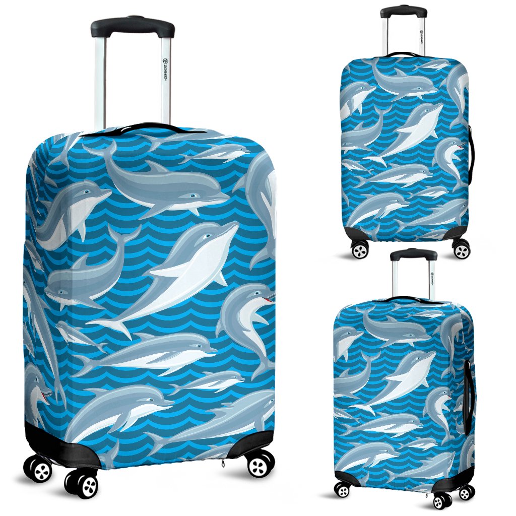 Dolphin Cute Print Pattern Luggage Cover Protector