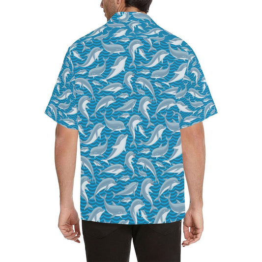 Dolphin Cute Print Pattern Men Aloha Hawaiian Shirt