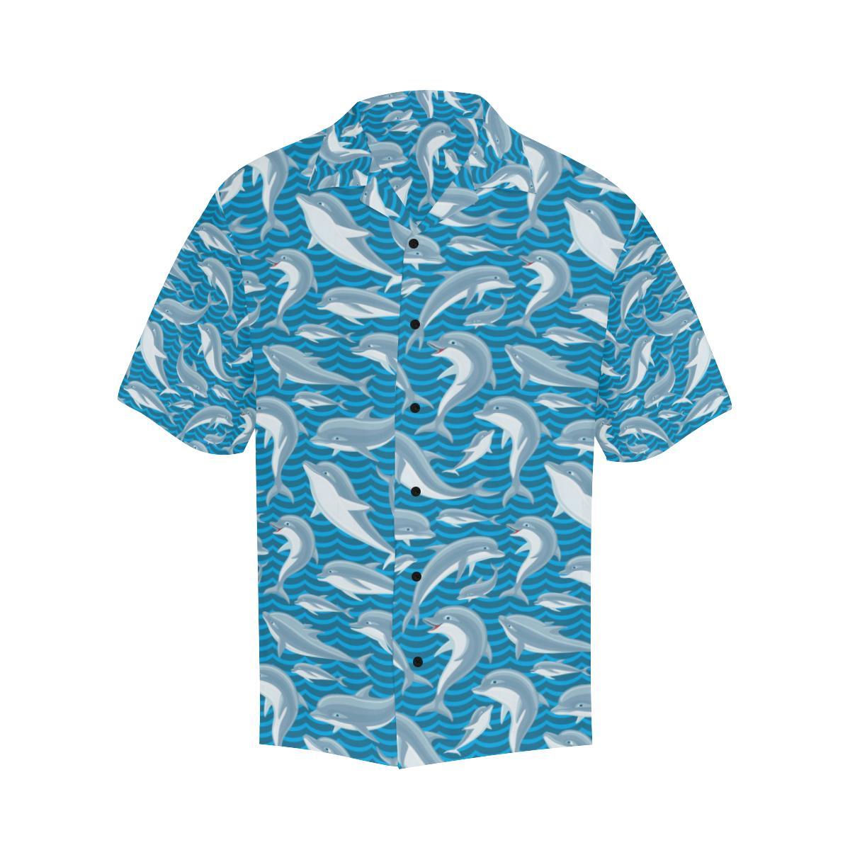 Dolphin Cute Print Pattern Men Aloha Hawaiian Shirt