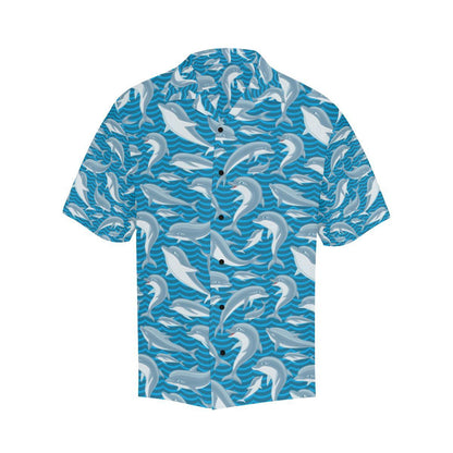 Dolphin Cute Print Pattern Men Aloha Hawaiian Shirt