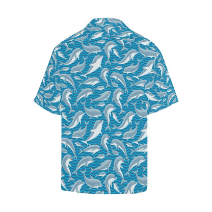 Dolphin Cute Print Pattern Men Aloha Hawaiian Shirt
