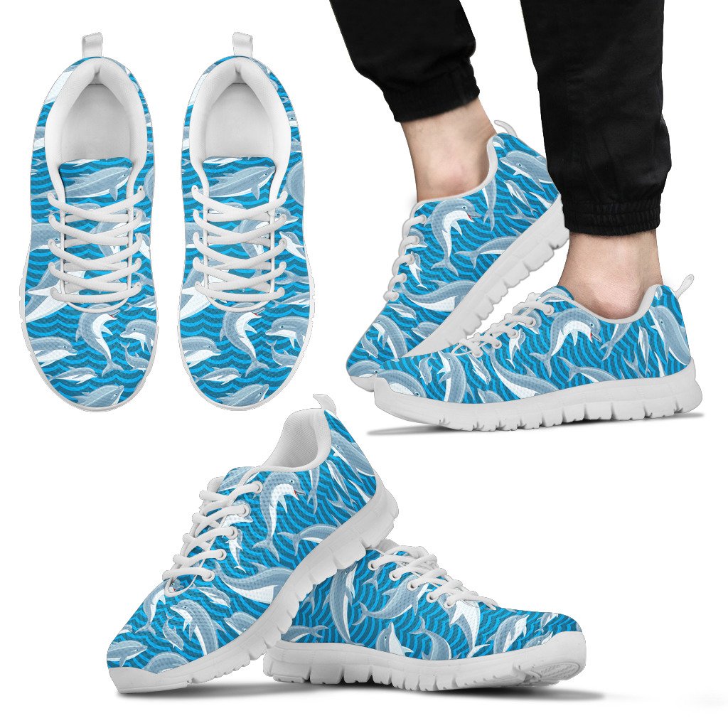 Dolphin Cute Print Pattern Men Sneakers Shoes