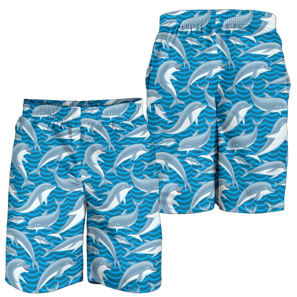 Dolphin Cute Print Pattern Mens Shorts-JTAMIGO.COM