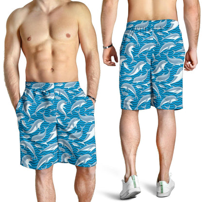 Dolphin Cute Print Pattern Mens Shorts-JTAMIGO.COM