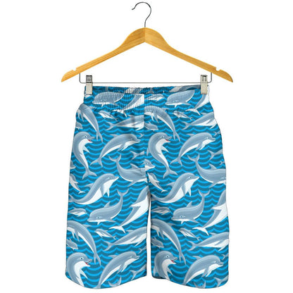 Dolphin Cute Print Pattern Mens Shorts-JTAMIGO.COM