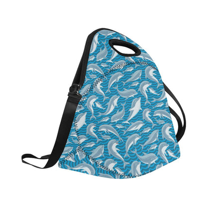 Dolphin Cute Print Pattern Neoprene Lunch Bag (Model 1669)(Large)-JTAMIGO.COM