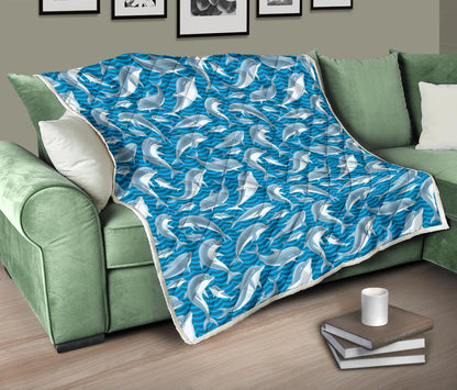Dolphin Cute Print Pattern Premium Quilt-JTAMIGO.COM