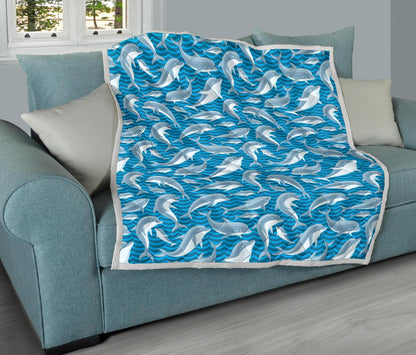 Dolphin Cute Print Pattern Premium Quilt-JTAMIGO.COM