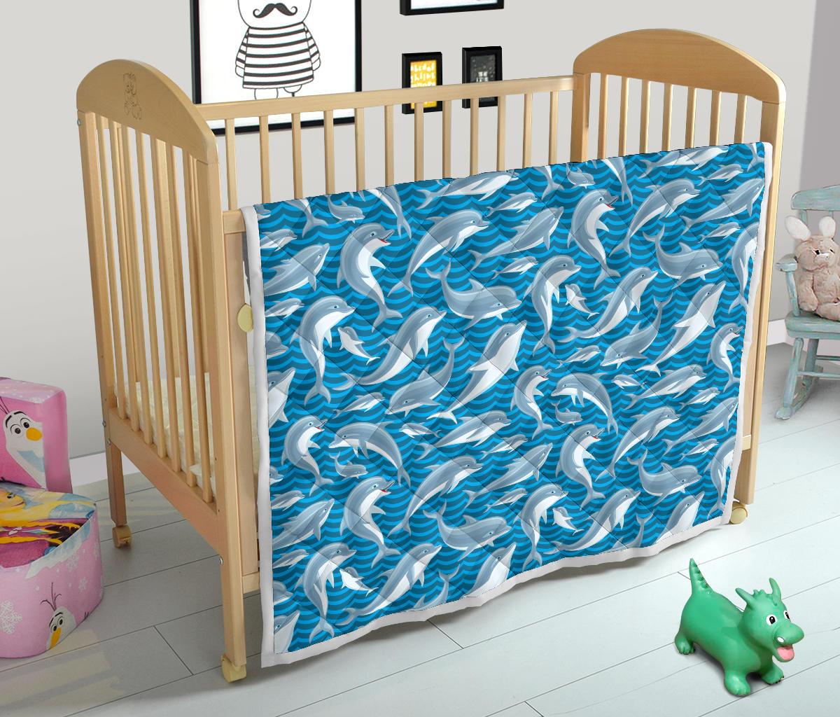 Dolphin Cute Print Pattern Premium Quilt-JTAMIGO.COM