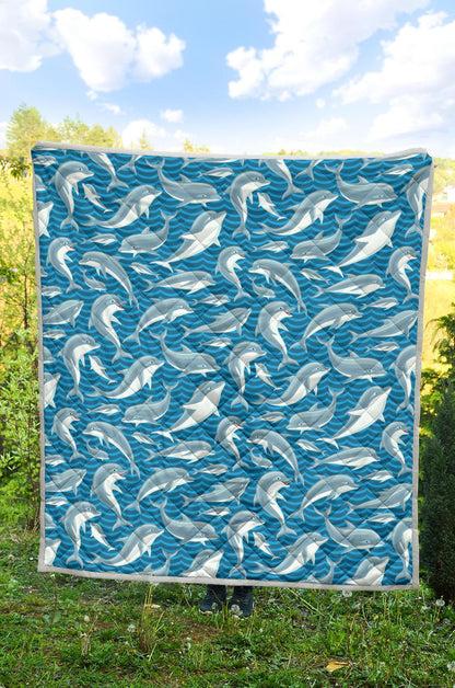 Dolphin Cute Print Pattern Premium Quilt-JTAMIGO.COM