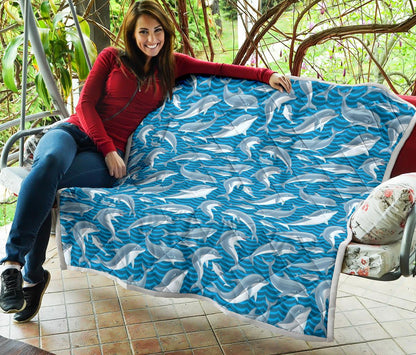 Dolphin Cute Print Pattern Premium Quilt-JTAMIGO.COM