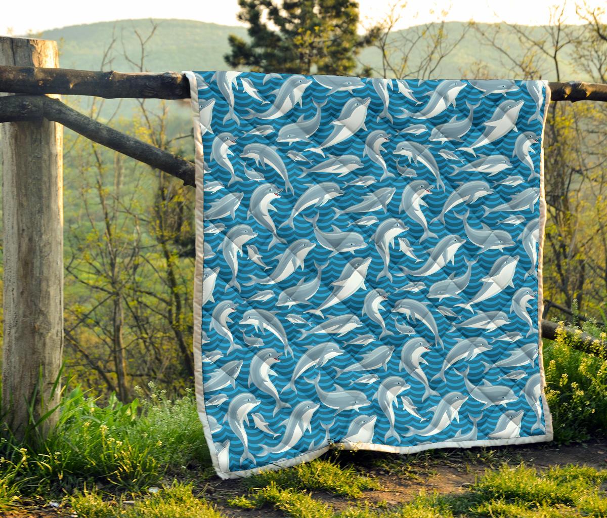 Dolphin Cute Print Pattern Premium Quilt-JTAMIGO.COM