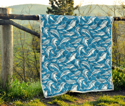 Dolphin Cute Print Pattern Premium Quilt-JTAMIGO.COM