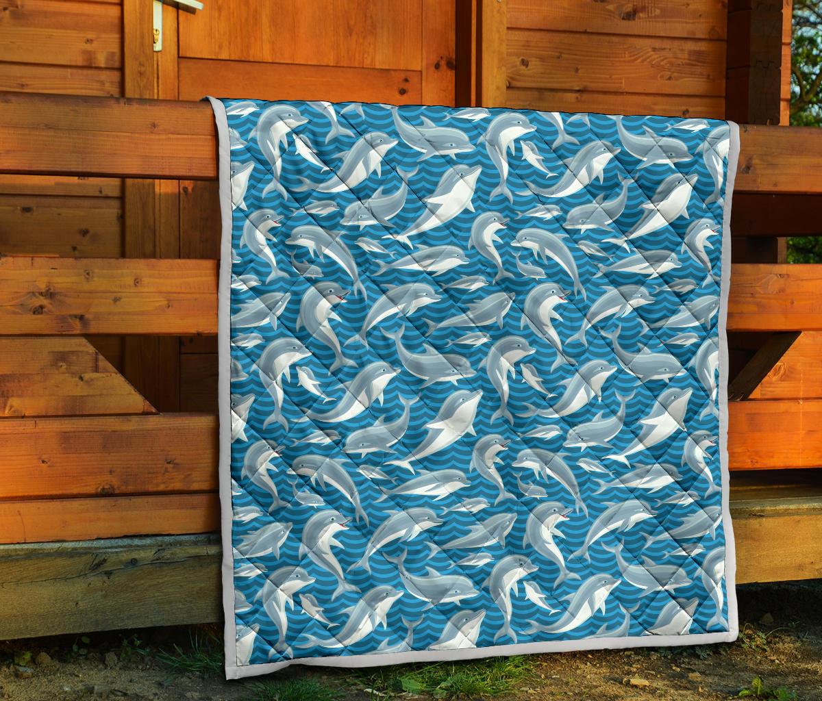 Dolphin Cute Print Pattern Premium Quilt-JTAMIGO.COM