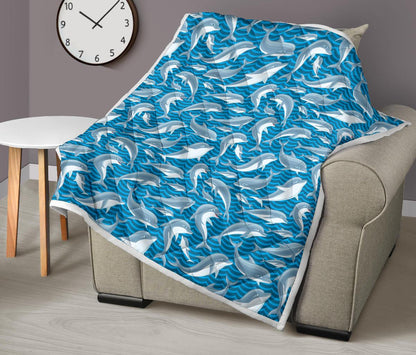 Dolphin Cute Print Pattern Premium Quilt-JTAMIGO.COM