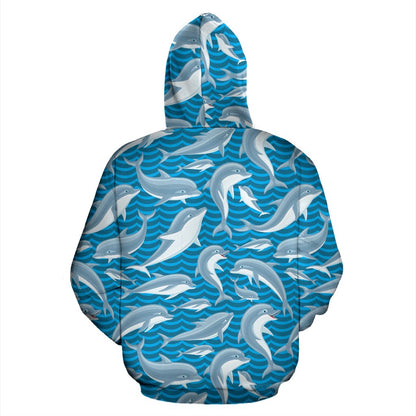 Dolphin Cute Print Pattern Pullover Hoodie