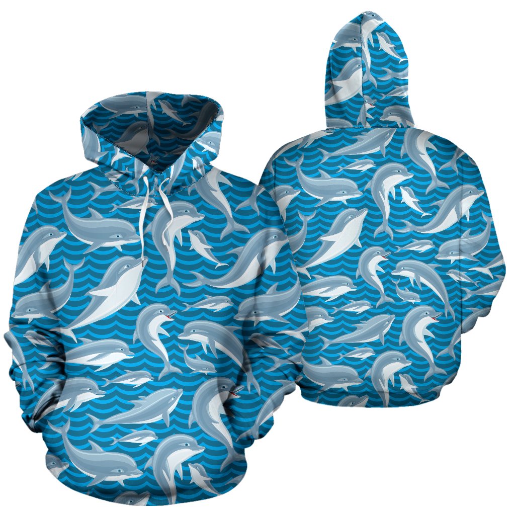 Dolphin Cute Print Pattern Pullover Hoodie