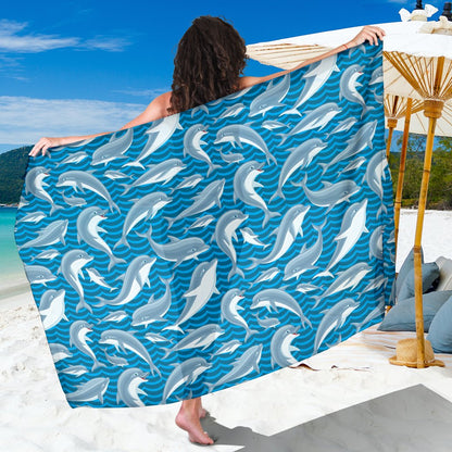 Dolphin Cute Print Pattern Sarong Pareo Wrap