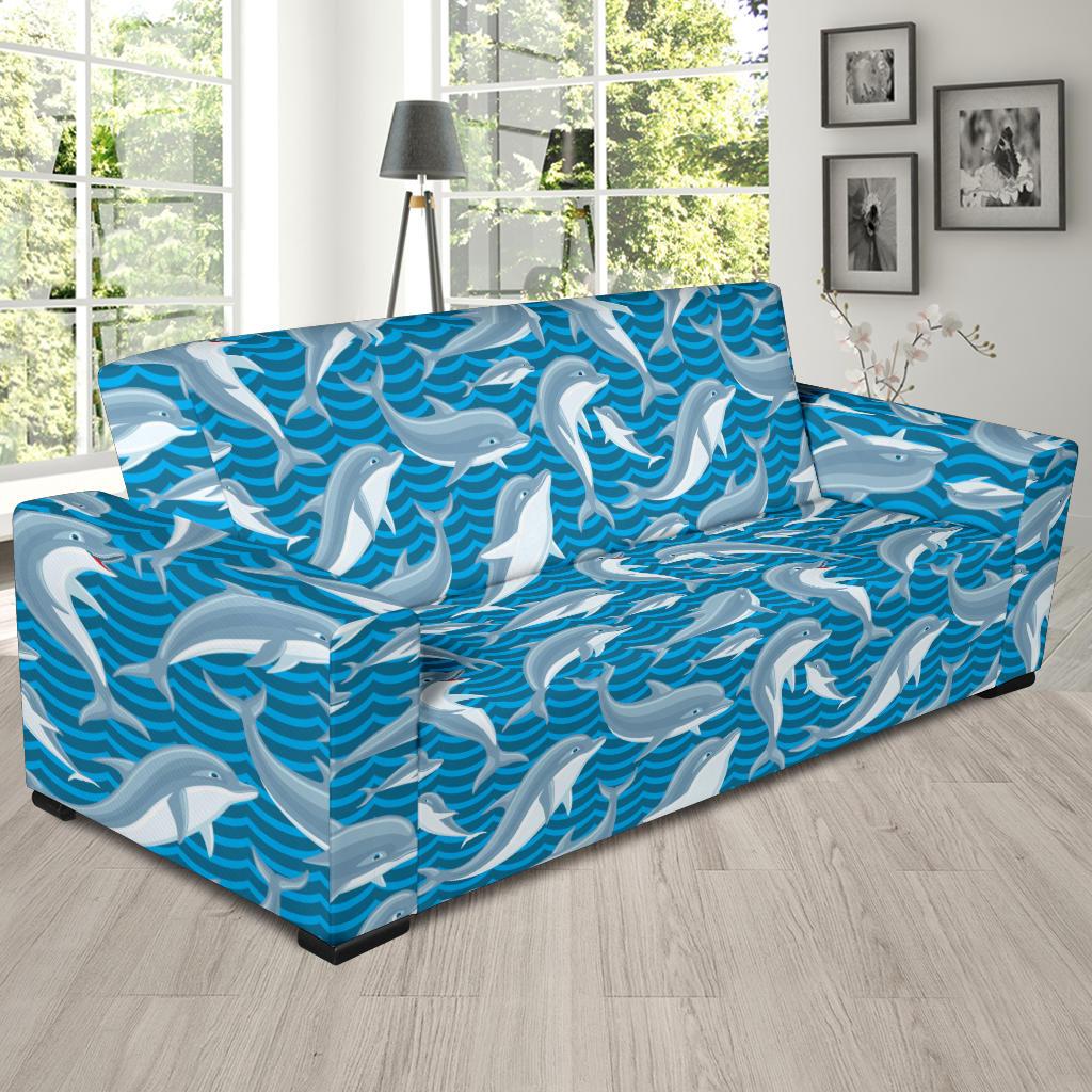 Dolphin Cute Print Pattern Sofa Slipcover-JTAMIGO.COM