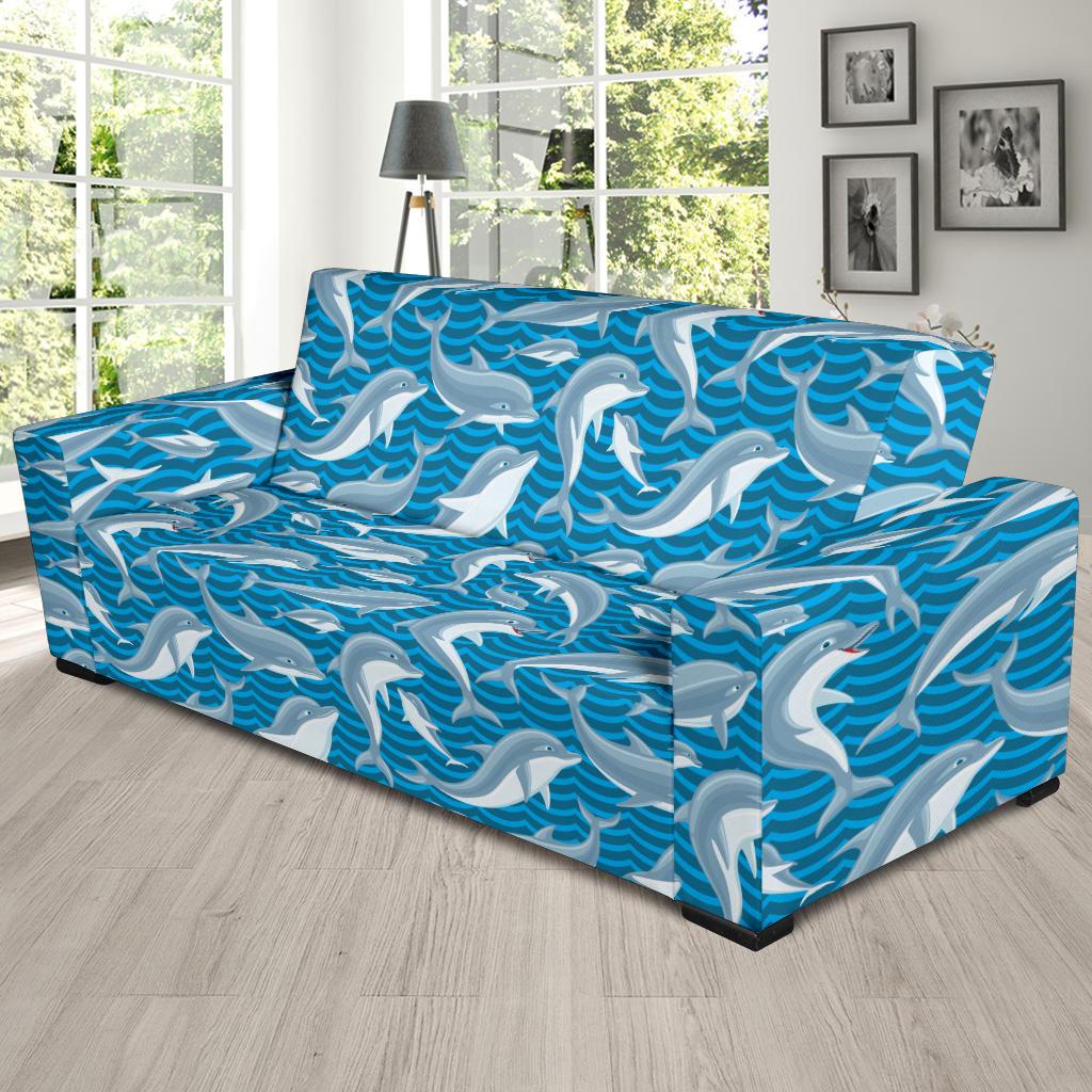 Dolphin Cute Print Pattern Sofa Slipcover-JTAMIGO.COM