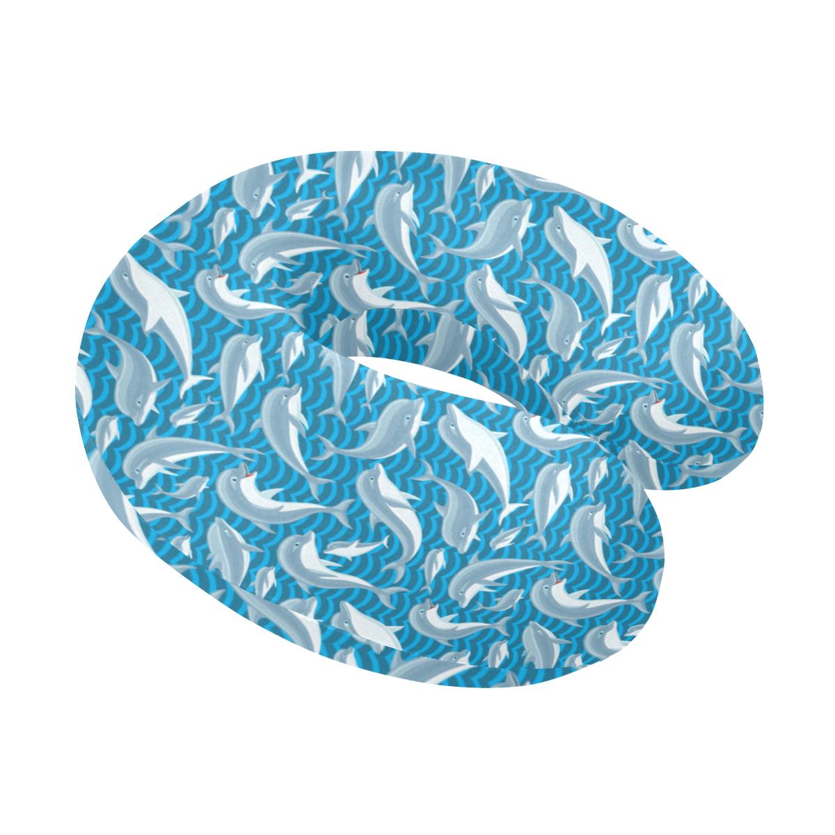 Dolphin Cute Print Pattern U-Shaped Travel Neck Pillow-JTAMIGO.COM